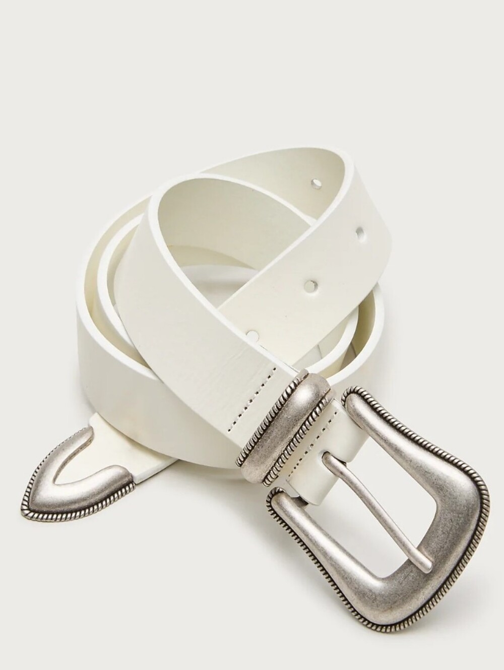 J. Crew Western Belt Buckle in Italian Leather - white